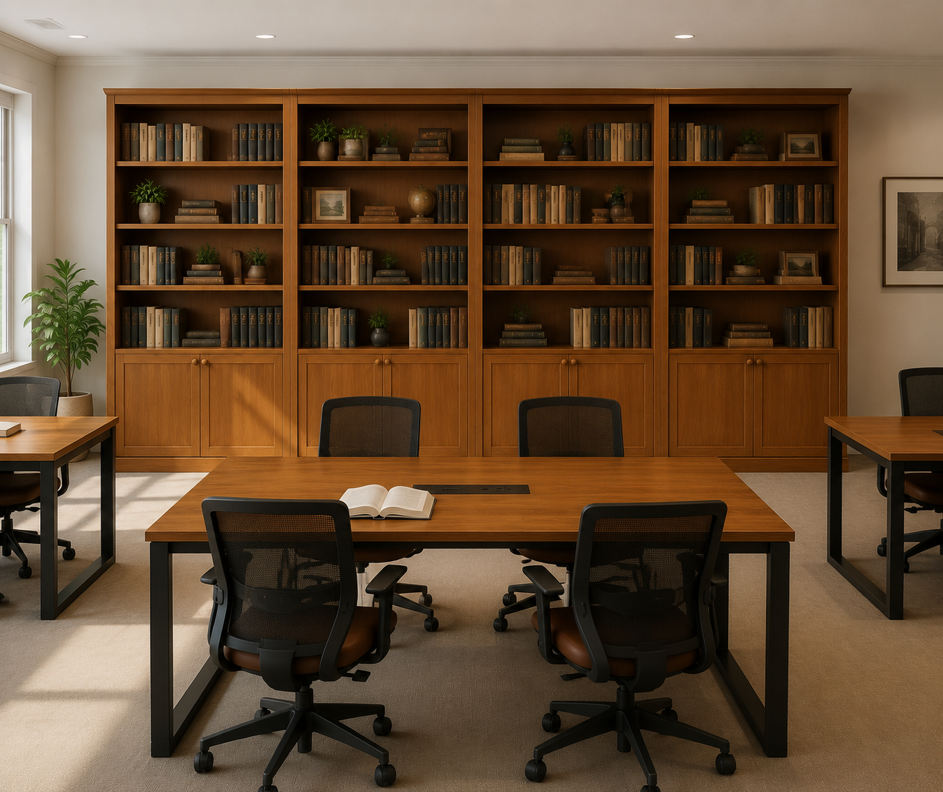 Reading Table with Bookshelf Wall Unit — Library Furniture, Zumax